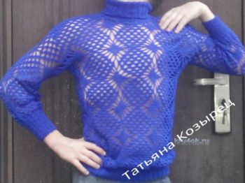 Ажурный пуловер крючком - работа Татьяны